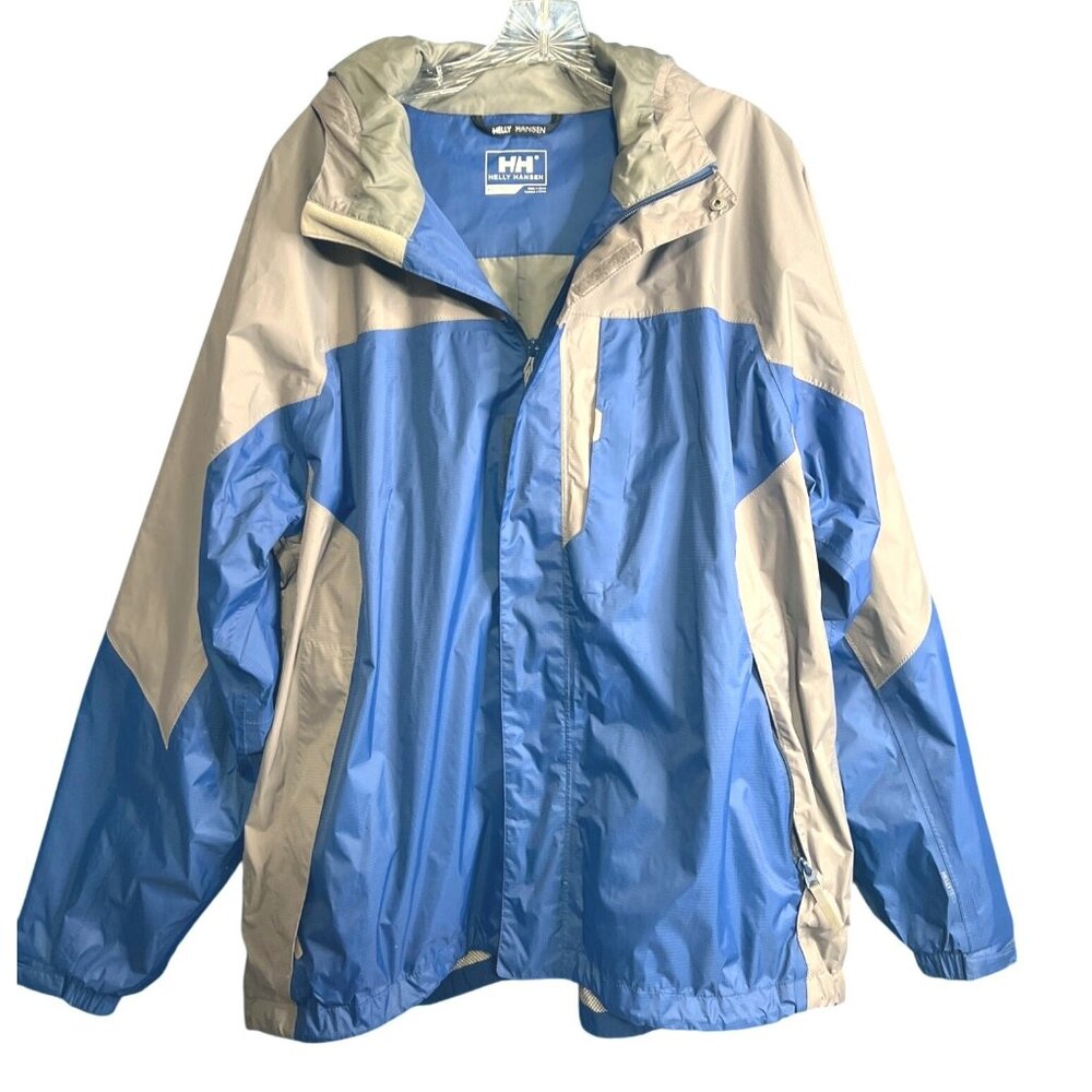 Helly Hansen Waterproof Hooded Jacket Xl Blue Tech Raincoat